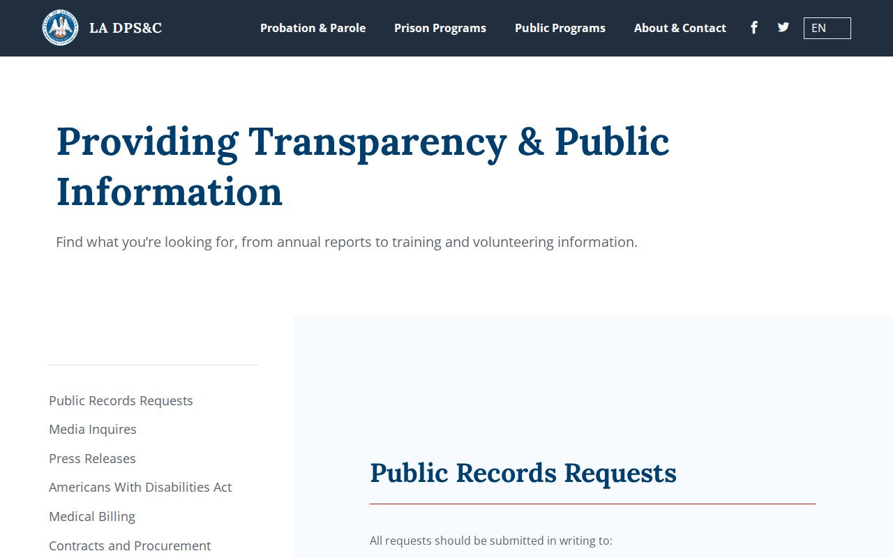Louisiana arrest records and DPS&C public information