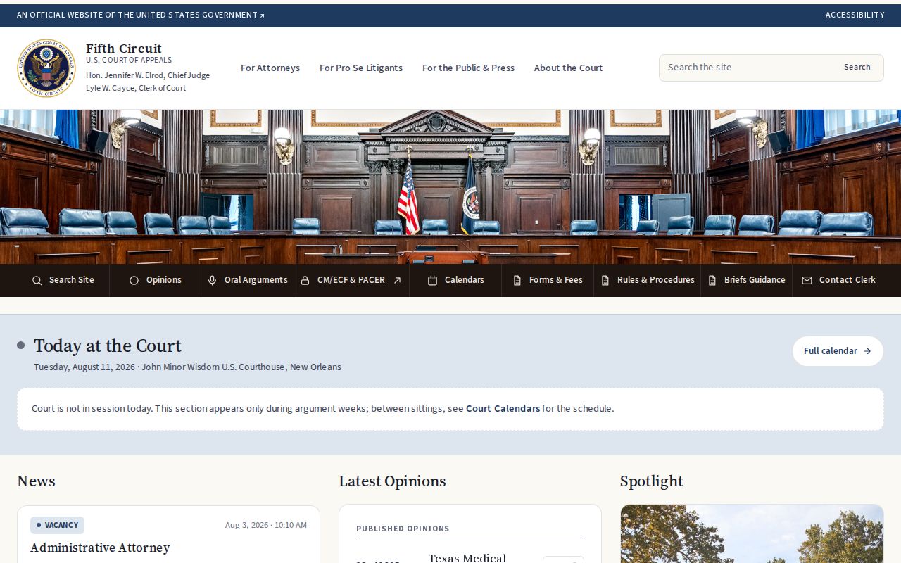 Louisiana federal court dockets at the Fifth Circuit