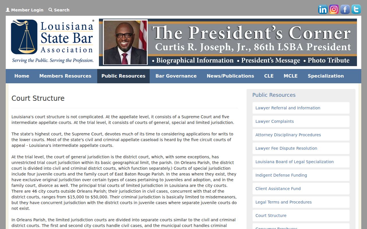 Louisiana court records court structure reference